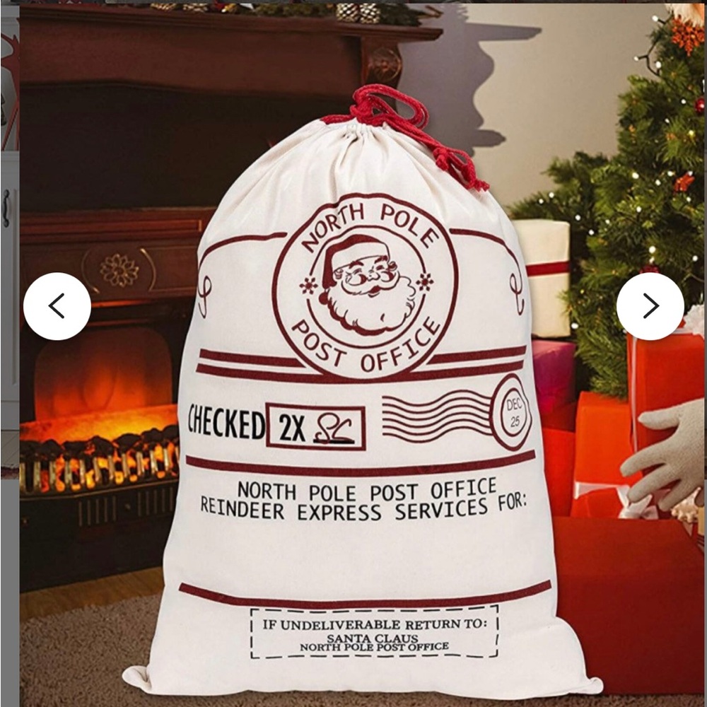 💛North Pole Post Office Santa Sack - Red and White🟣
